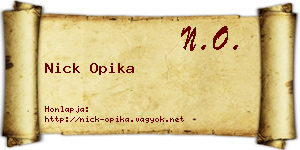 Nick Opika névjegykártya